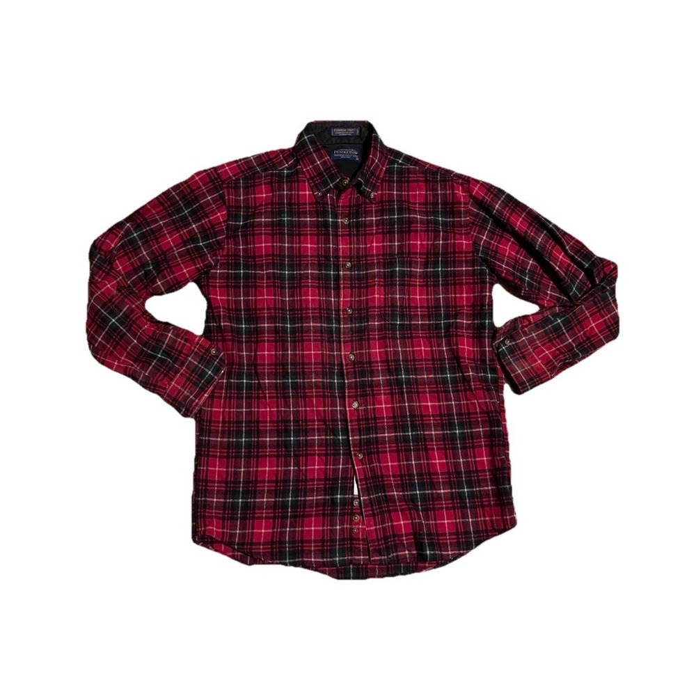 Pendleton Red & Black O'Neill Tartan 100% Wool FIRESIDE Button Down Shirt Men XL